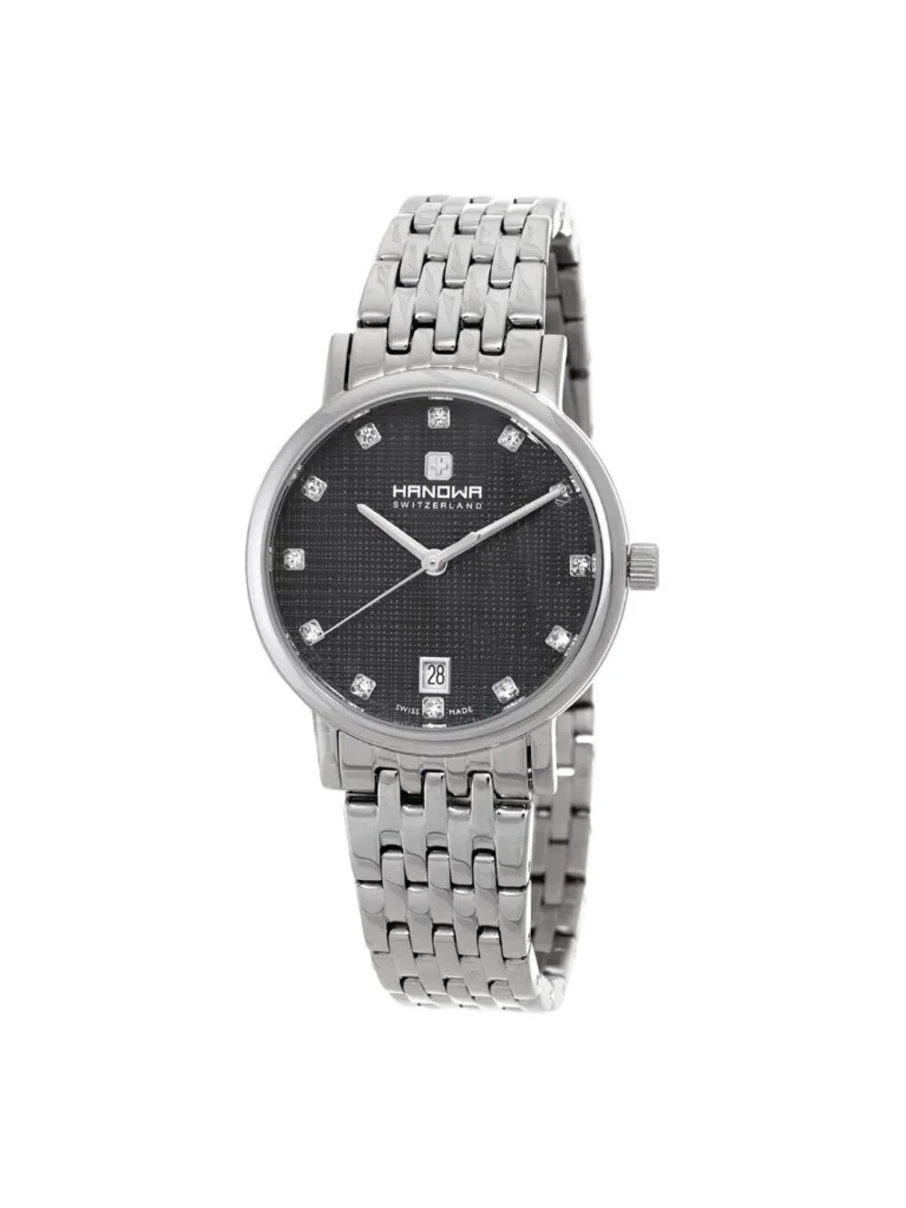 NWT Hanowa Rivera Quartz Crystal Black Dial Ladies Watch